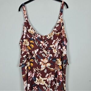 Floral Mini Dress - Brown